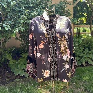 Johnny Was velvet mix Paris effortless blouse XL NWT